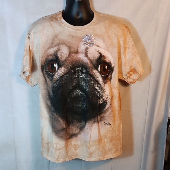 The Mountain Pug Face T-Shirt - Tan and Black - Picture 1 of 5